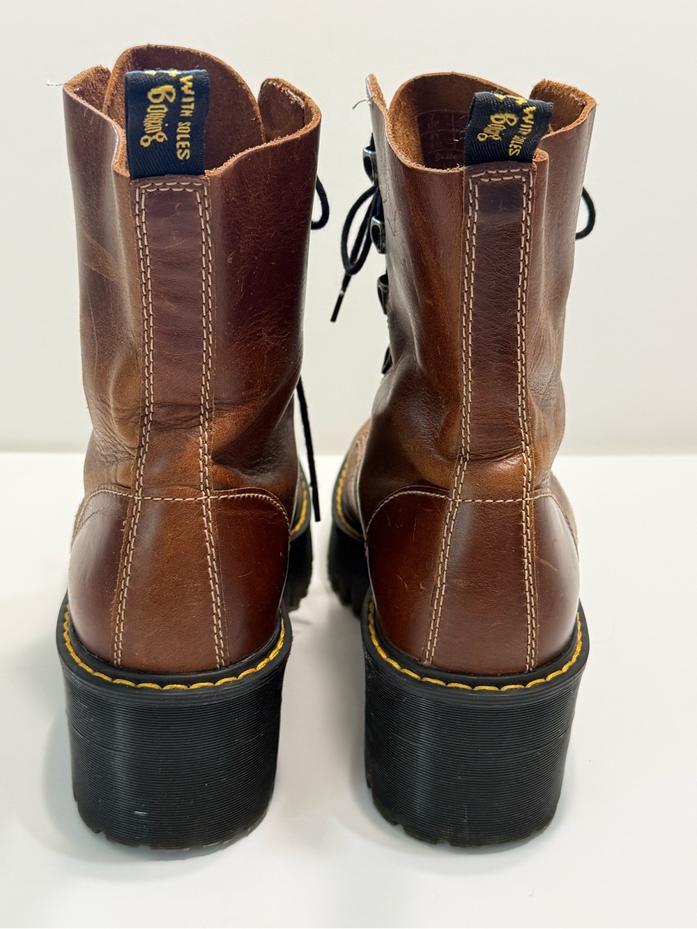 Dr. Martens Brown Leather Lace-Up Combat Boots - Picture 3 of 16